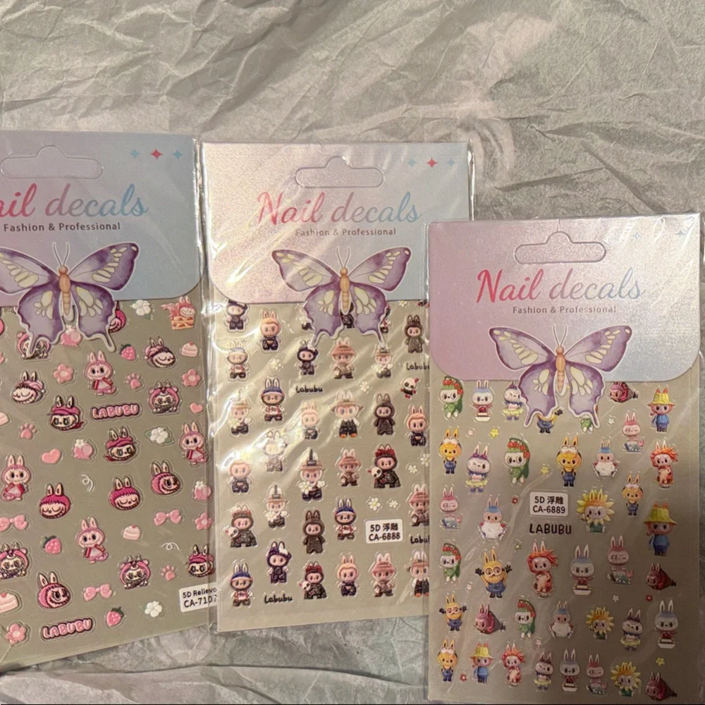 Cute Labubu Nail Decals Set